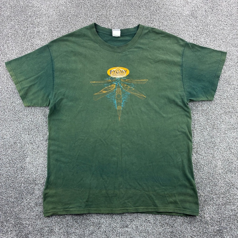 Vintage Pygmy‎ Boats Kayak Shirt Mens XL Green Sun Faded Traditional Kayak